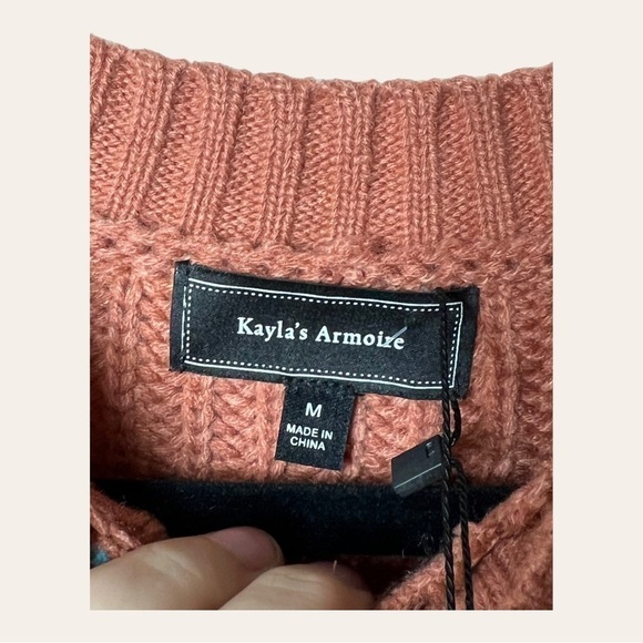 1152. ‎ KAYLA’S ARMOIRE LONG SLEEVE SWEATER SIZE MEDIUM BURNT ORANGE KNITTED - Picture 7 of 11